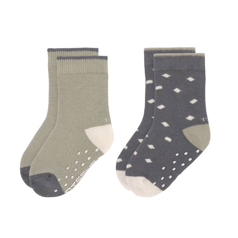 Lässig Kinder Antirutsch-Socken (2er-Set), Anthrazit Oliv