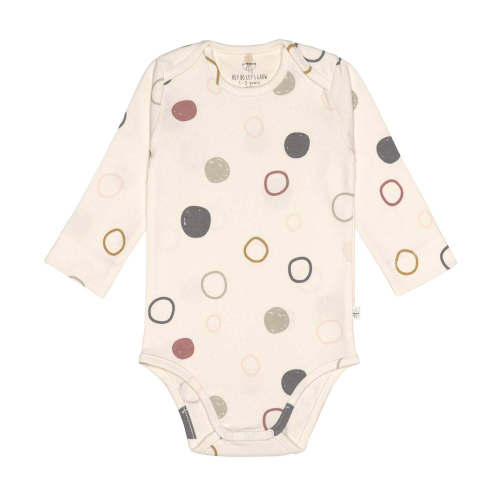 Lässig Baby Body langarm - Bio Baumwolle, Kreise, Beige