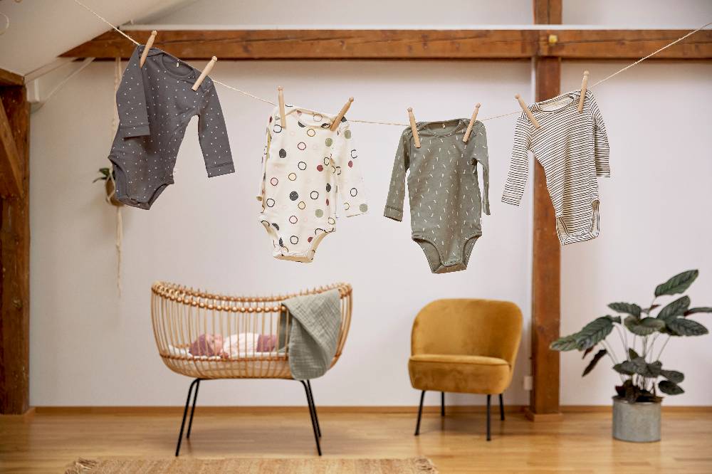 Lässig Baby Body langarm - Bio Baumwolle, Kreise, Beige Exklusivangebot