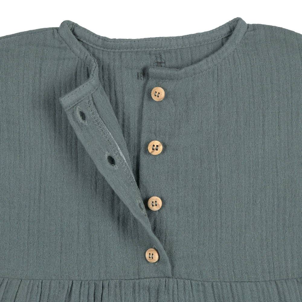 Lässig Musselin Kinderkleid - Bio Baumwolle, Petrolgrün Top Angebot