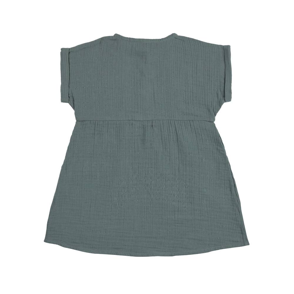 Lässig Musselin Kinderkleid - Bio Baumwolle, Petrolgrün Top Angebot