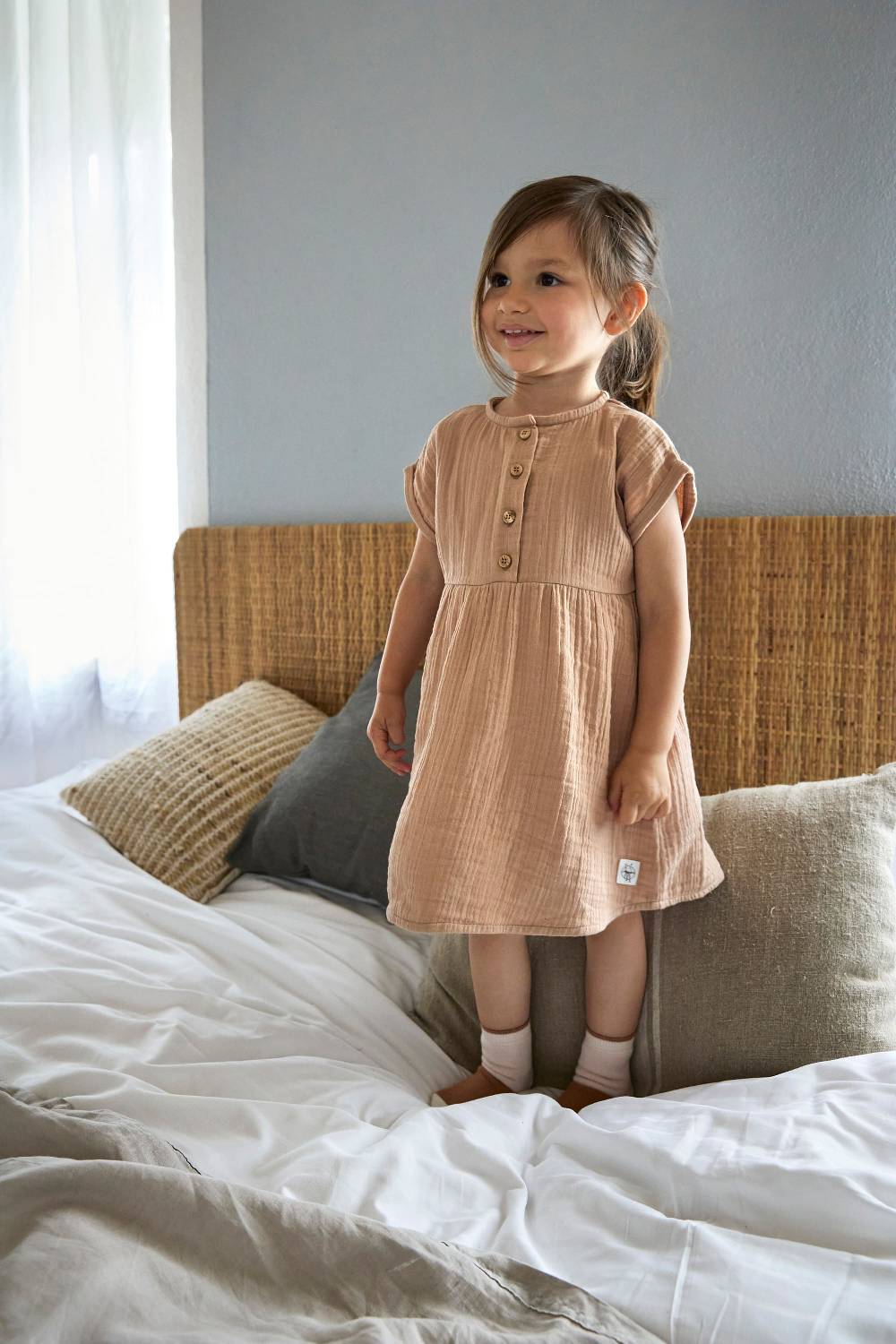 Lässig Musselin Kinderkleid - Bio Baumwolle, Orange Exklusive Angebote