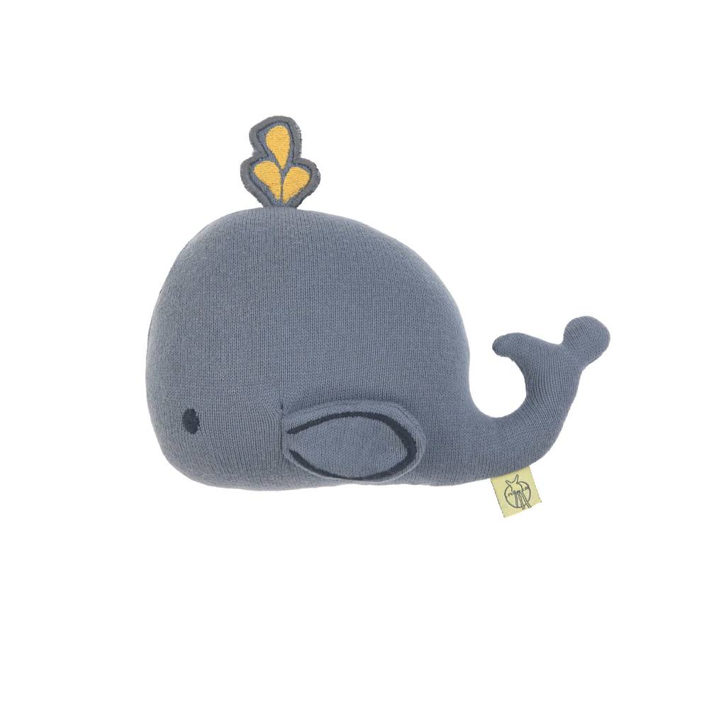 Lässig Kuscheltier mit Rassel & Knisterpapier - Knitted Toy, Little Water Whale