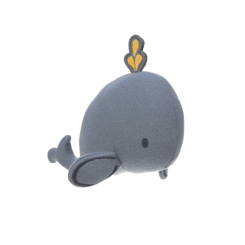 Lässig Kuscheltier mit Rassel & Knisterpapier - Knitted Toy, Little Water Whale Räumungsverkauf