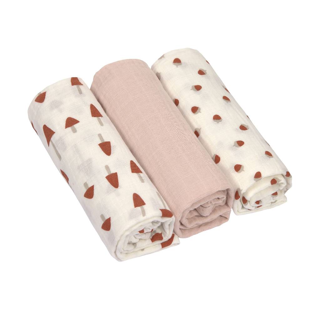 Lässig Mulltücher (3 Stk) L - Little Forest, Powder Pink