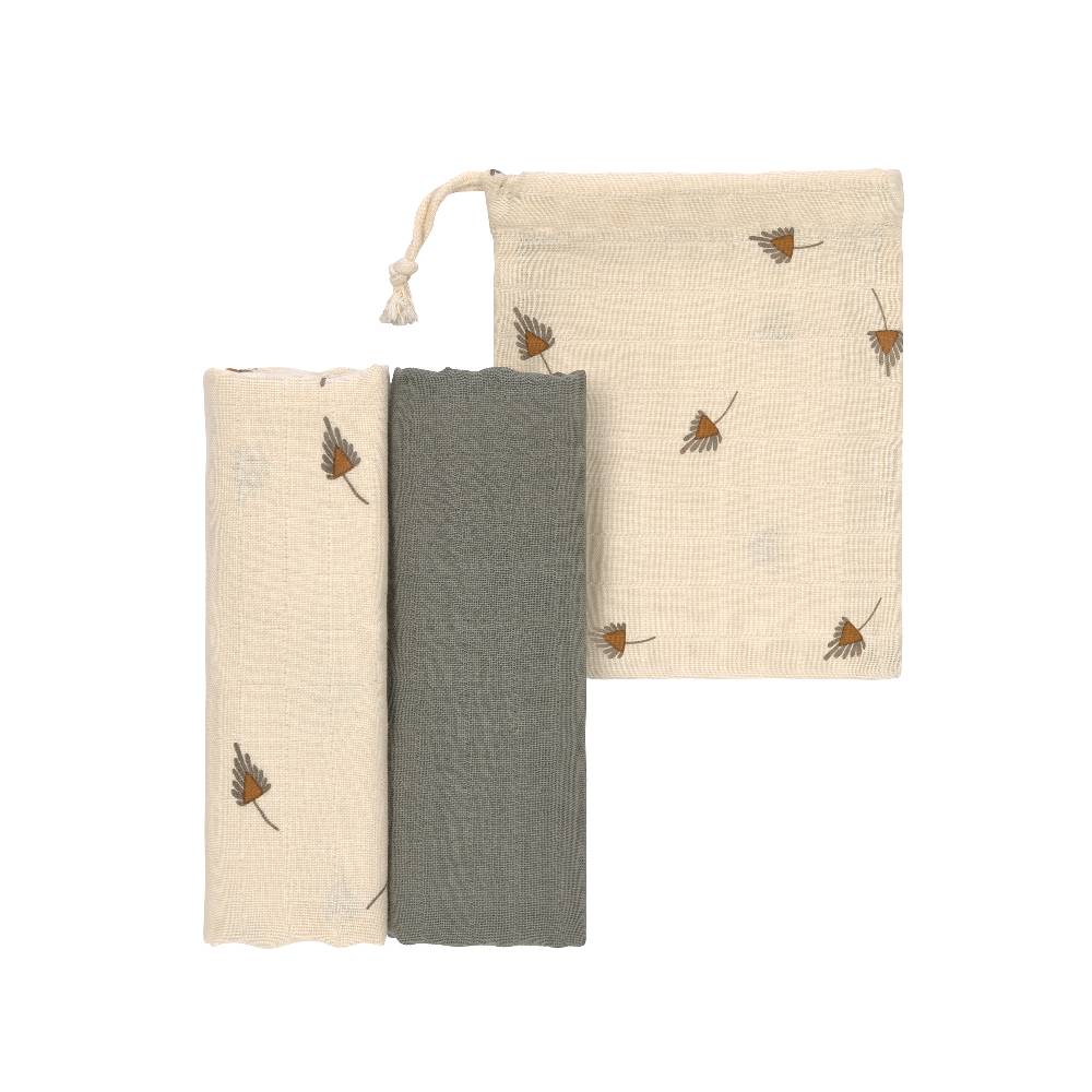 Lässig Mulltücher 2er Set L - Taupe, Grau