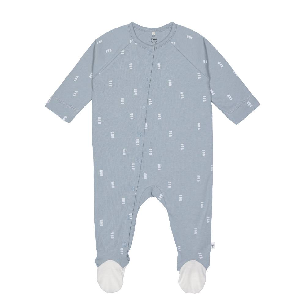 Lässig Baby Schlafanzug mit Füßen - Bio Baumwolle, Blocks, Hellblau