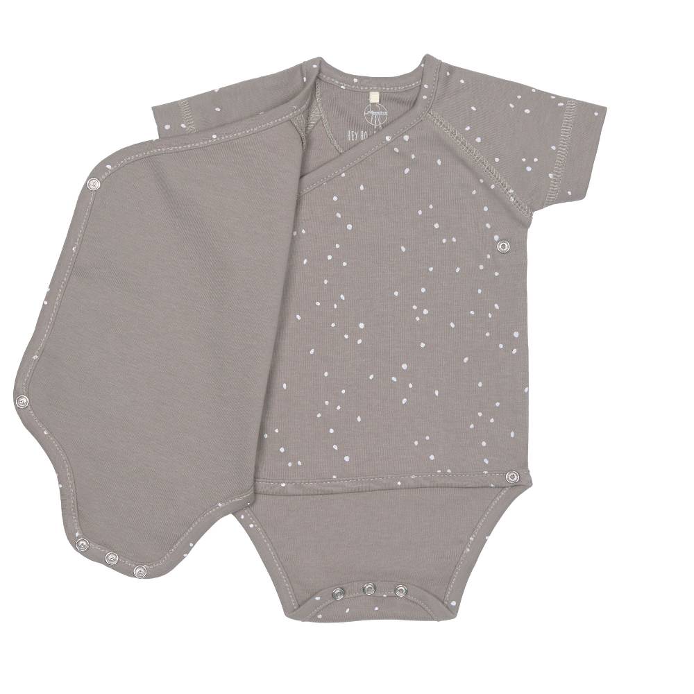 Lässig Baby Wickelbody kurzarm - Bio Baumwolle, Punkte, Taupe Kostenloser Versand international
