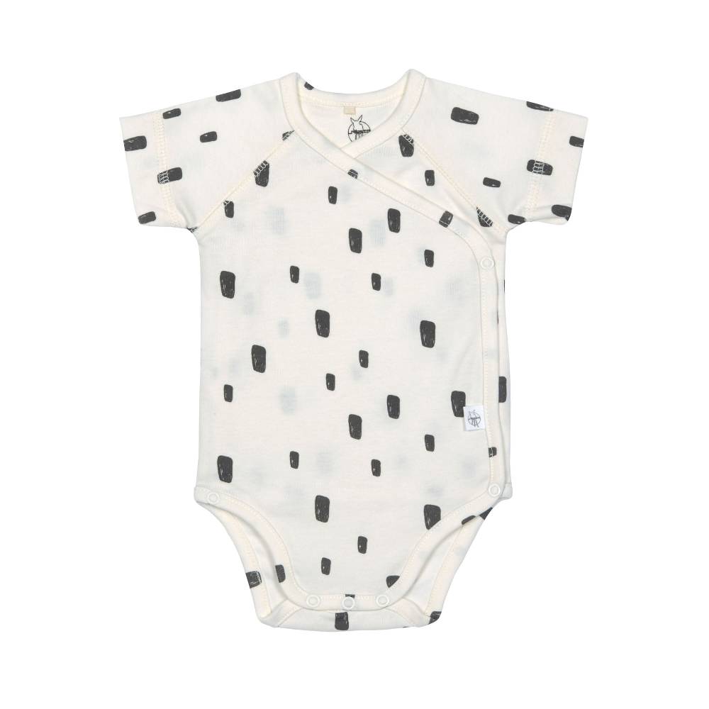 Lässig Baby Wickelbody kurzarm - Bio Baumwolle, Rechtecke, Weiß