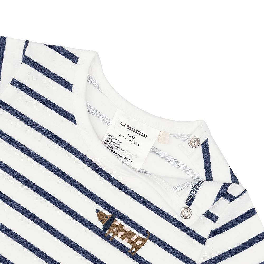 Lässig Baby Jumpsuit - Bio Baumwolle, Hund, Blau weiß Hotsell