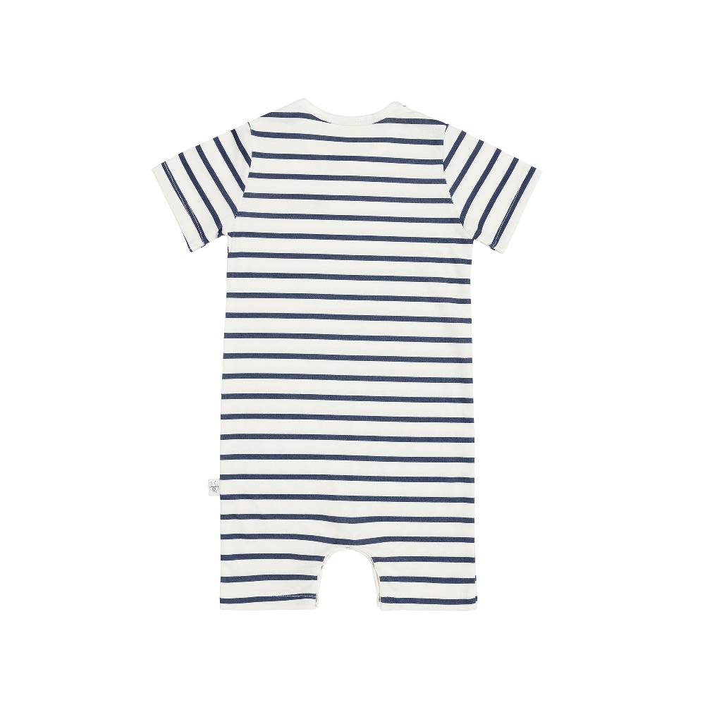 Lässig Baby Jumpsuit - Bio Baumwolle, Hund, Blau weiß Hotsell