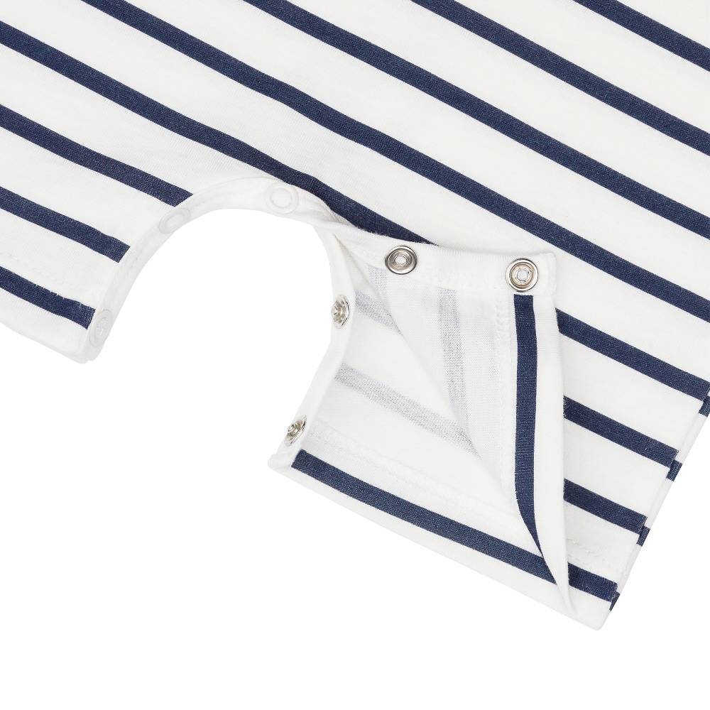 Lässig Baby Jumpsuit - Bio Baumwolle, Hund, Blau weiß Hotsell
