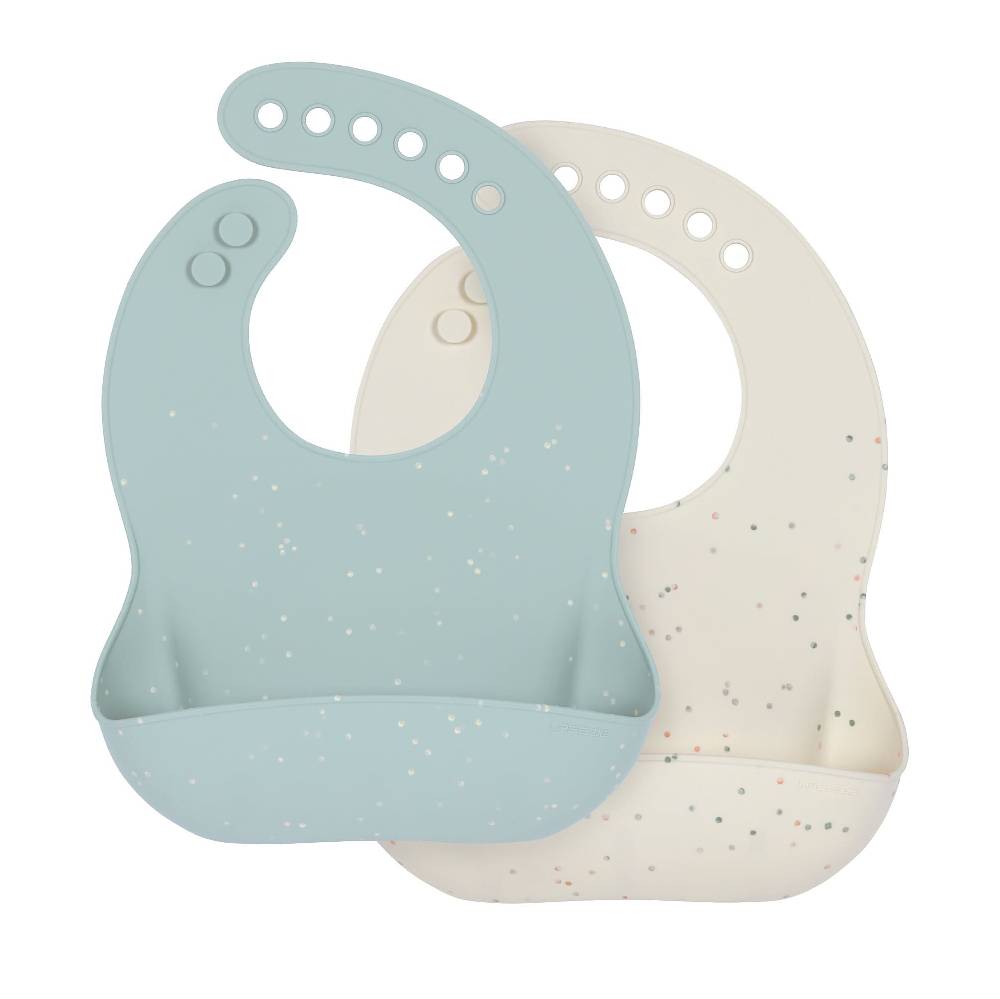 Lässig Silikon Lätzchen (2 Stk), Blau Beige