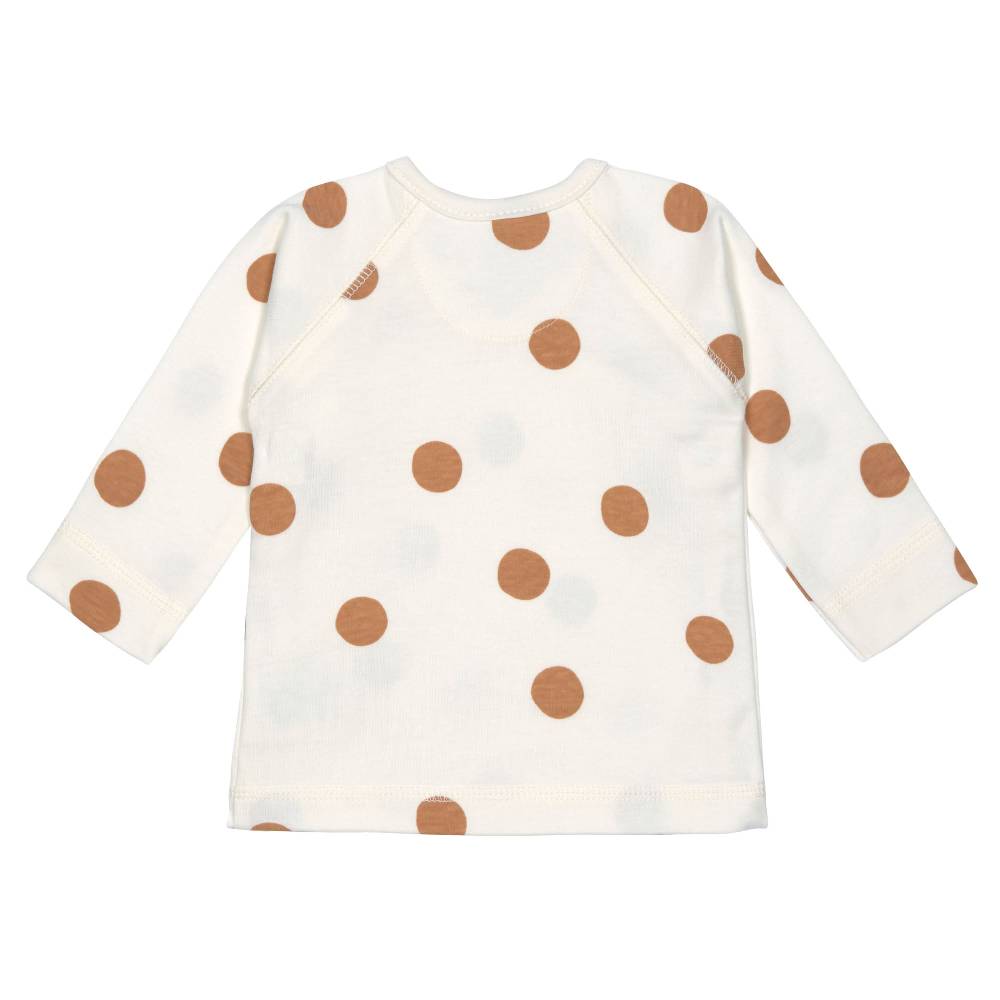 Lässig Baby Wickelshirt - Bio Baumwolle, Big Dots, Beige Fabrikverkauf