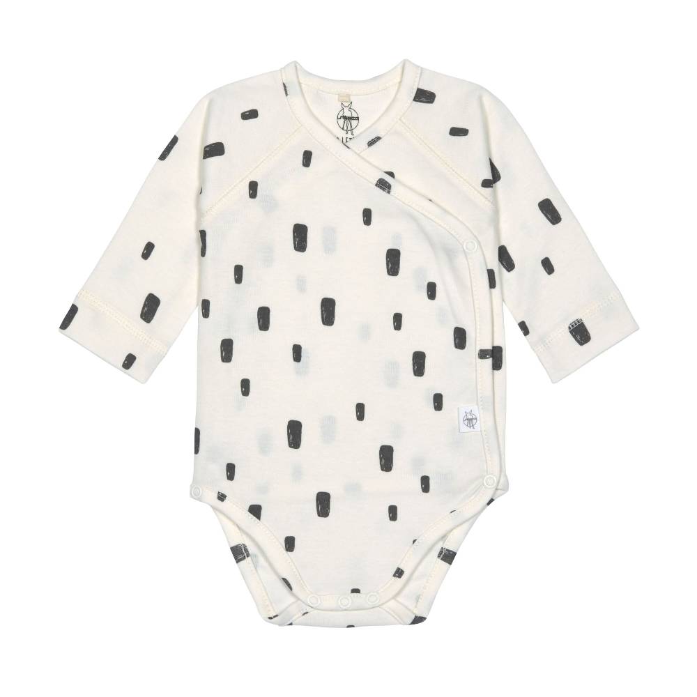 Lässig Baby Wickelbody langarm - Bio Baumwolle, Rechtecke, Weiß