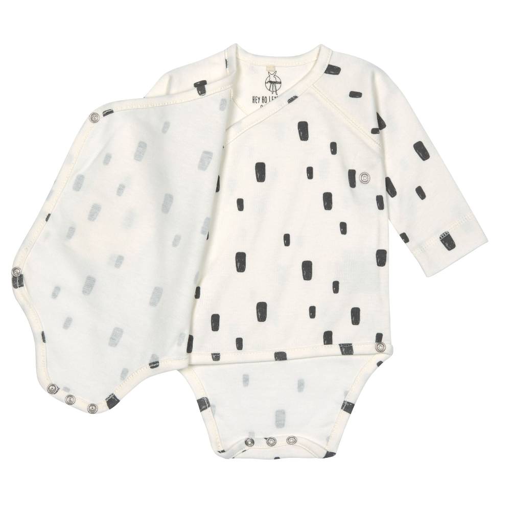 Lässig Baby Wickelbody langarm - Bio Baumwolle, Rechtecke, Weiß Sonderangebot