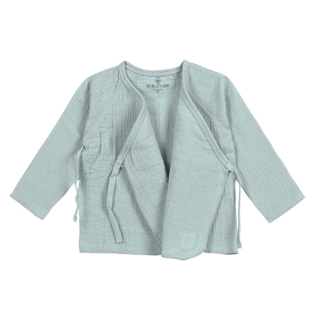 Lässig Musselin Wickelshirt - Bio Baumwolle, Silbergrau Blitzangebot