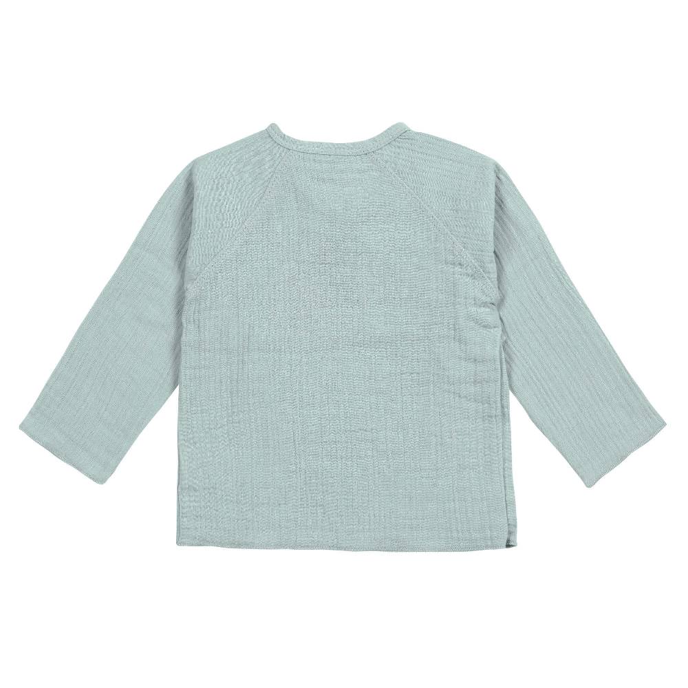 Lässig Musselin Wickelshirt - Bio Baumwolle, Silbergrau Blitzangebot