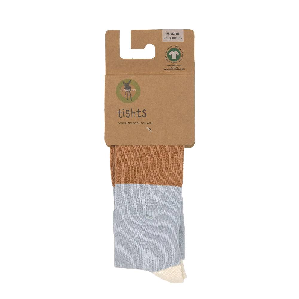 Lässig Strumpfhose GOTS - Tights, Block Streifen Hellblau Karamell VIP-Rabatte