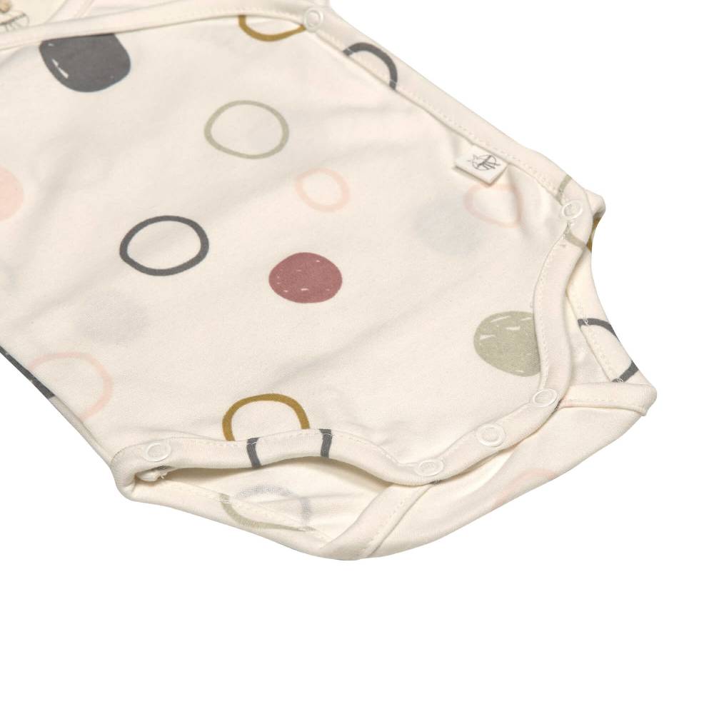 Lässig Baby Wickelbody langarm - Bio Baumwolle, Kreise, Beige zollfrei
