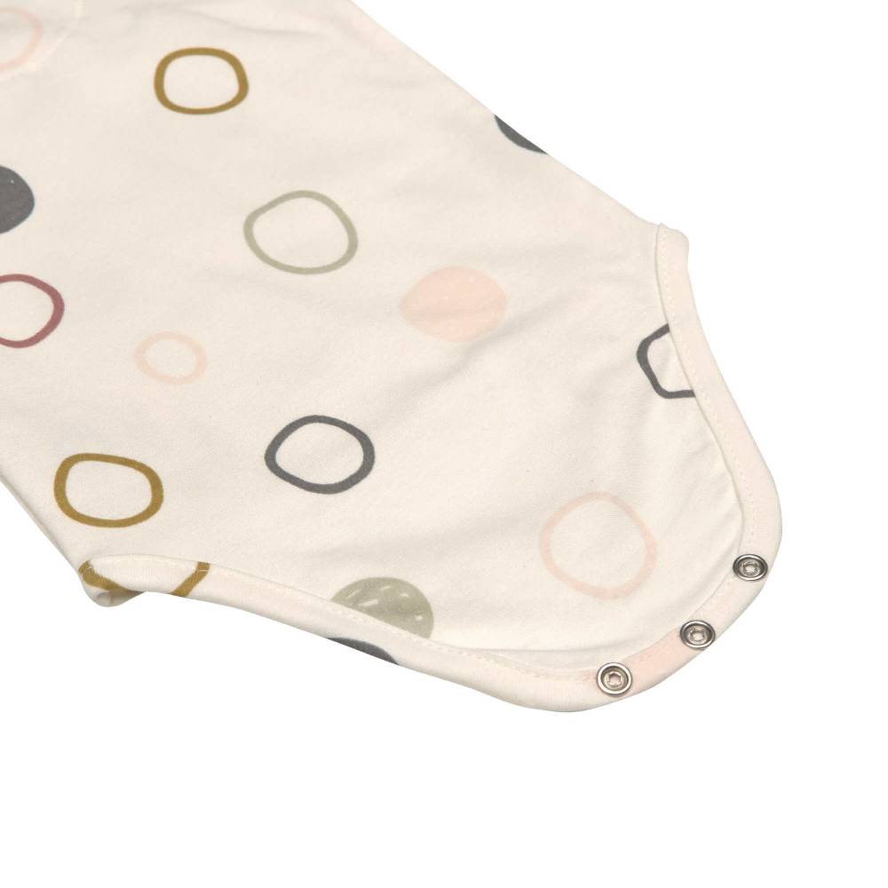 Lässig Baby Wickelbody langarm - Bio Baumwolle, Kreise, Beige zollfrei