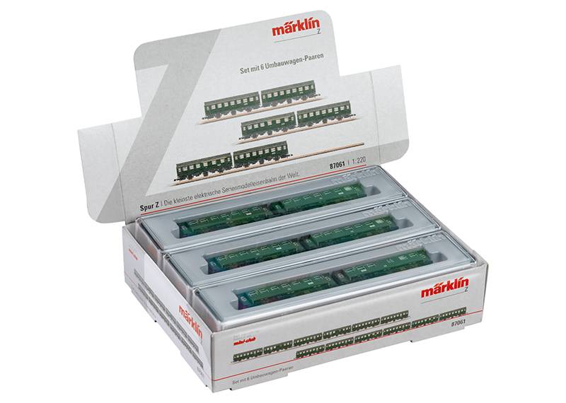 Märklin Set mit 6 Umbauwagen-Paaren im Display Speichern exportieren