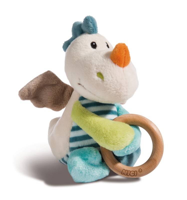 NICI Greifling Drache Dragilu mit Holzring und Glocke Sonderangebot der Fabrik