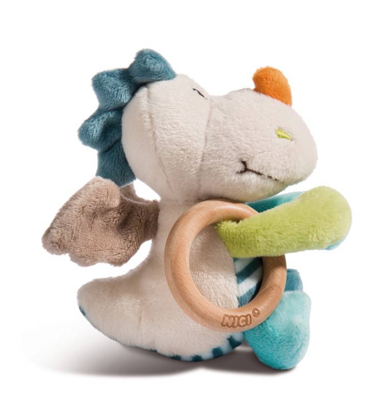 NICI Greifling Drache Dragilu mit Holzring und Glocke Sonderangebot der Fabrik