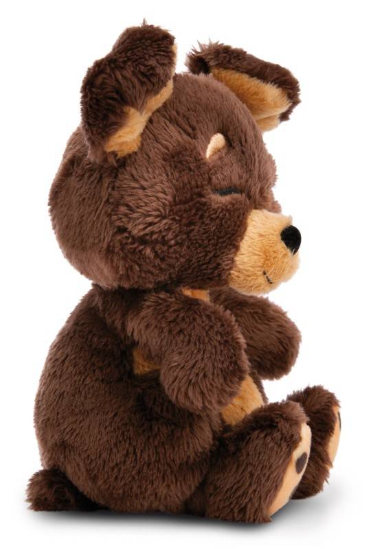 NICI Kuscheltier Sleeping Pets brauner Hund 12cm im grünen Körbchen NICI GREEN Jubiläumsangebot