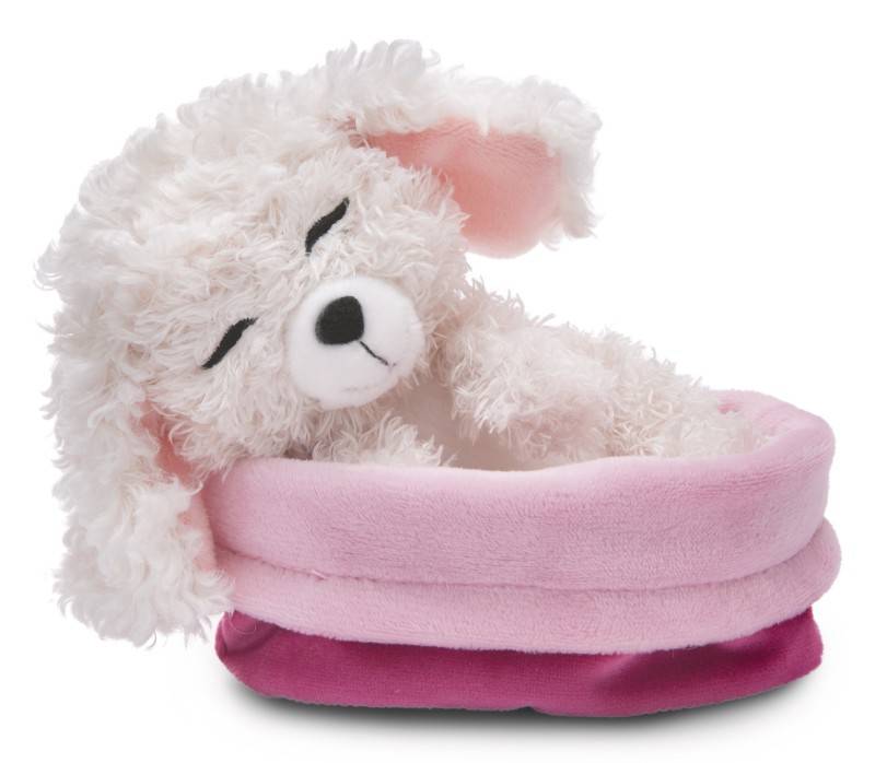 NICI Kuscheltier Sleeping Pets weißer Pudel 12cm im Körbchen NICI GREEN Lagerräumung