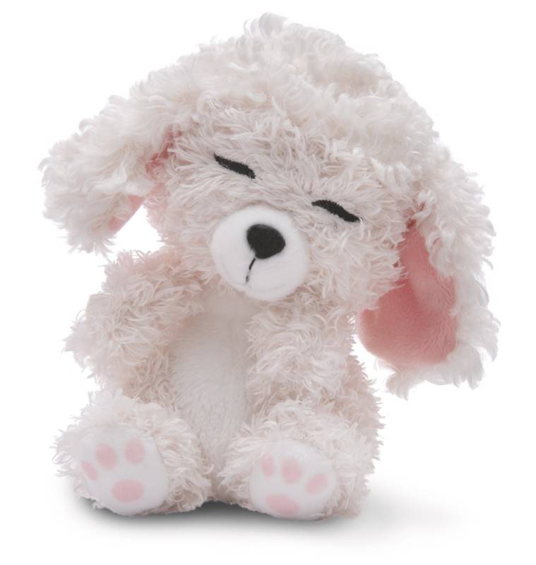 NICI Kuscheltier Sleeping Pets weißer Pudel 12cm im Körbchen NICI GREEN Lagerräumung