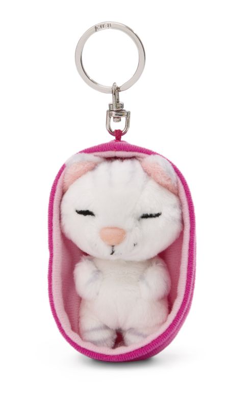 NICI Schlüsselanhänger Sleeping Pets Weiß gestreifte Katze NICI GREEN