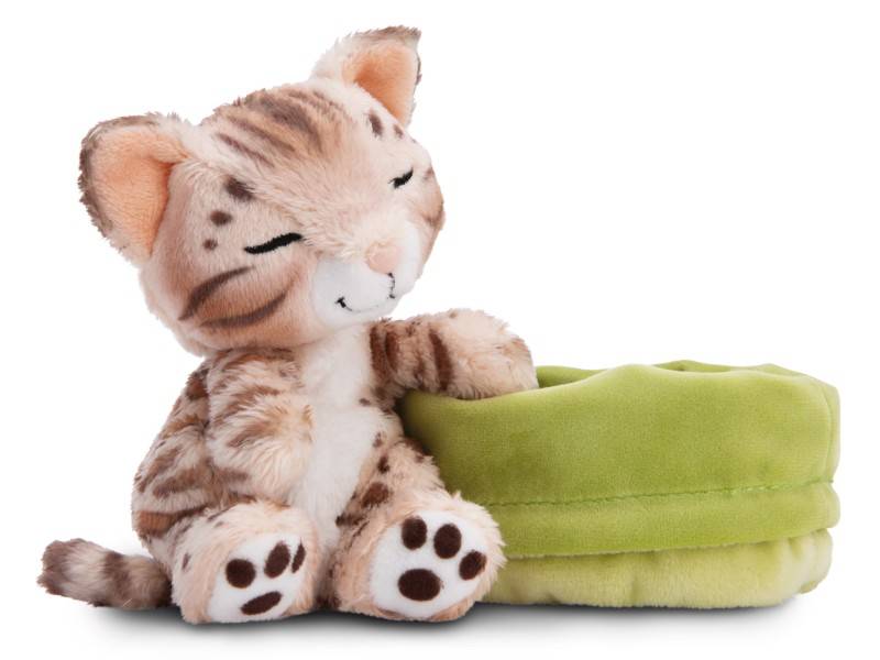 NICI Kuscheltier Sleeping Pets Bengal Katze 12cm im hellgrünen Körbchen NICI GREEN Bis zu 55% Rabatt