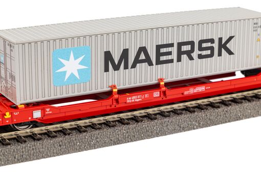 Piko Taschenwagen T3000e mit 1 PNO Trailer und 1 40' Container Maersk Artikelnummer: 24619 Auslauf