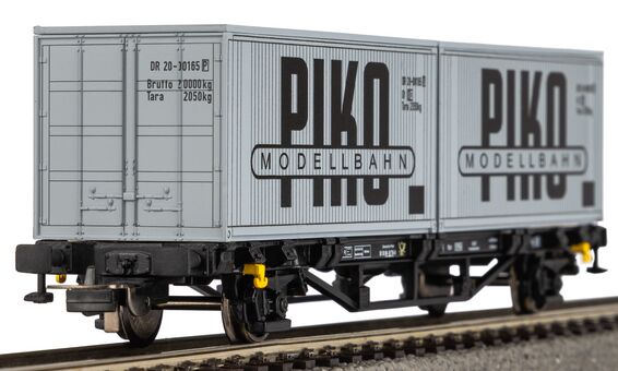 Piko Containertragwagen DR IV 2 x 20' Container "VEB PIKO" Artikelnummer: 27709 Fabrikpreis
