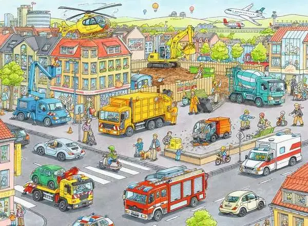 Ravensberger Matratzen Kinderpuzzle ab 6 Jahren - Fahrzeuge in der Stadt - 100 Teile Heißer Verkauf