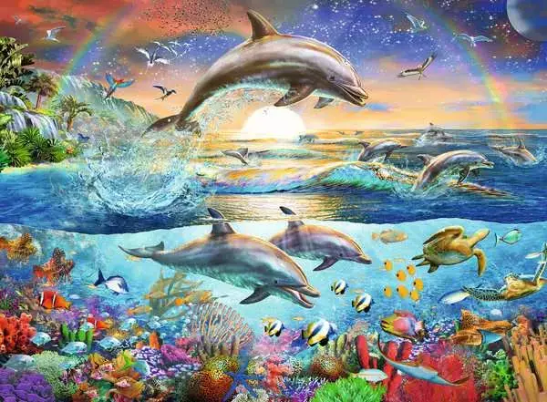 Ravensberger Matratzen Kinderpuzzle ab 9 Jahren - Delfinparadies - 300 Teile Riesige Ersparnisse