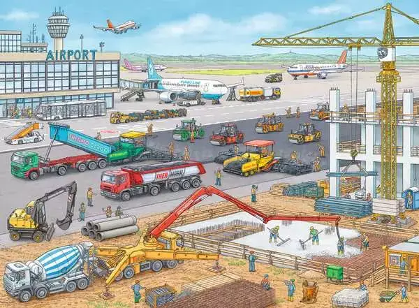 Ravensberger Matratzen Kinderpuzzle ab 6 Jahren - Baustelle am Flughafen - 100 Teile Tiefpreis