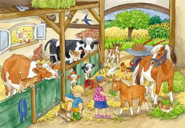 Ravensberger Matratzen Kinderpuzzle ab 4 Jahren - Fröhliches Landleben - 24 Teile Begrenzt auf 3 Tage