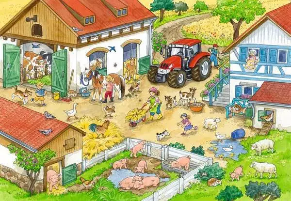 Ravensberger Matratzen Kinderpuzzle ab 4 Jahren - Fröhliches Landleben - 24 Teile Begrenzt auf 3 Tage