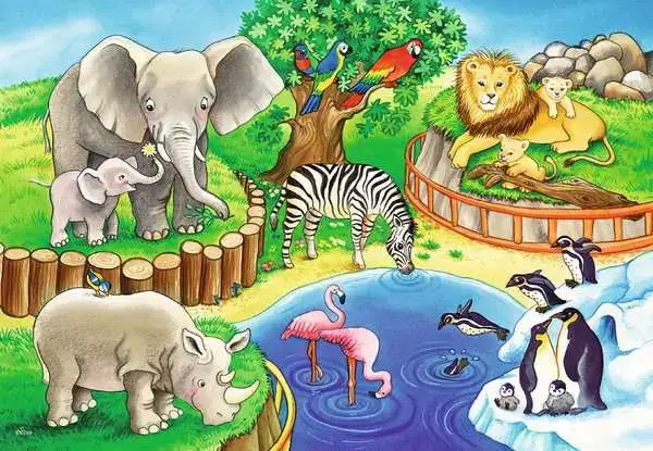 Ravensberger Matratzen Kinderpuzzle ab 3 Jahren - Tiere im Zoo - 12 Teile Günstig kaufen