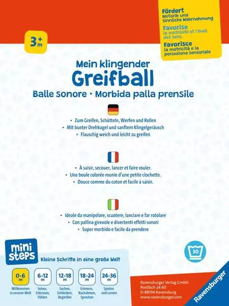 Ravensberger Matratzen Mein klingender Greifball - Babyspielzeug ab 3 Monaten Fabrikladen