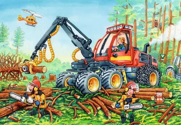 Ravensberger Matratzen Kinderpuzzle ab 4 Jahren - Bagger und Waldtraktor - 24 Teile Online Outlet