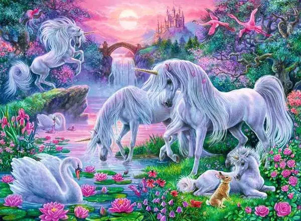Ravensberger Matratzen Kinderpuzzle ab 7 Jahren - Einhörner im Abendrot - 150 Teile Begrenztes Angebot