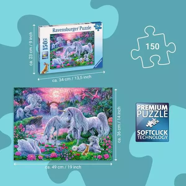 Ravensberger Matratzen Kinderpuzzle ab 7 Jahren - Einhörner im Abendrot - 150 Teile Begrenztes Angebot