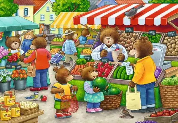 Ravensberger Matratzen Kinderpuzzle ab 3 Jahren - Komm, wir gehen einkaufen - 12 Teile Tiefpreis