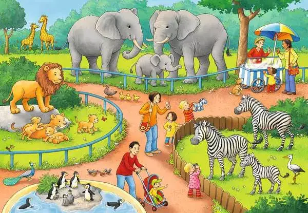 Ravensberger Matratzen Kinderpuzzle ab 4 Jahren - Ein Tag im Zoo - 24 Teile 50% Rabatt für begrenzte Zeit