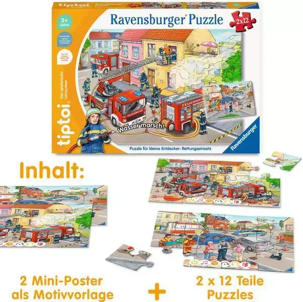 Ravensberger Matratzen Kinderpuzzle ab 3 Jahren - tiptoi® Puzzle für kleine Entdecker: Rettungseinsatz - 12 Teile Black Friday Preise