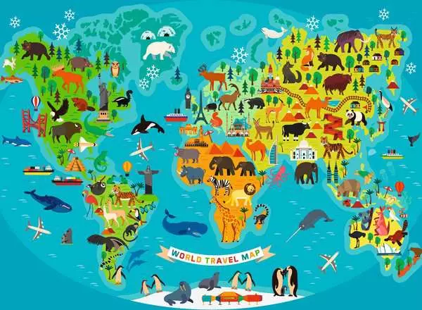 Ravensberger Matratzen Kinderpuzzle ab 7 Jahren - Tierische Weltkarte - 150 Teile Blitzverkäufe