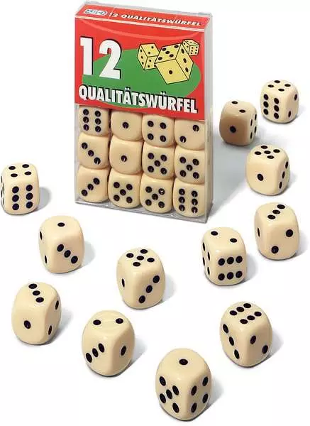 Ravensberger Matratzen 12 Qualitätswürfel in Klarsichtbox - Würfelspiel ab 8 Jahren Begrenzt auf 3 Tage